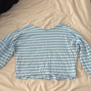 Aerie Light Blue and White Striped Long Sleeve Top